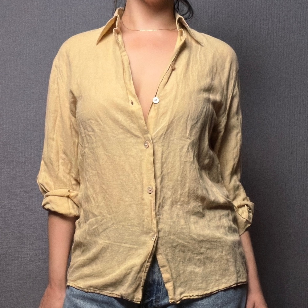 Missoni Donna Linen Cotton Shirt Large Beige Excellent Button Down Minimal